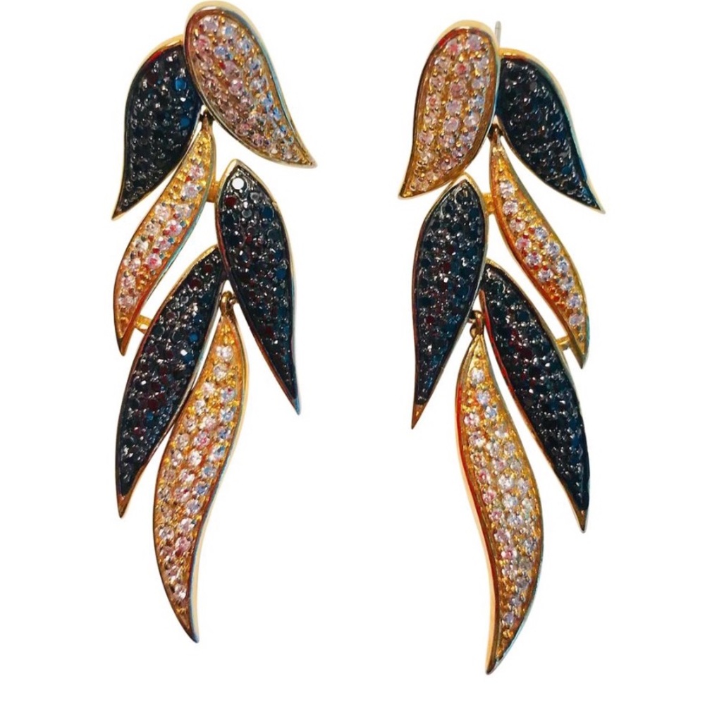 Cascade Leaf 18K Gold Filled Cubic Zirconia Statement Earrings